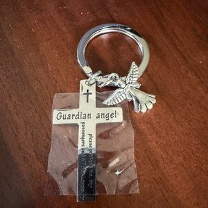 4-Guardian Angel Cross Keychain - Silver